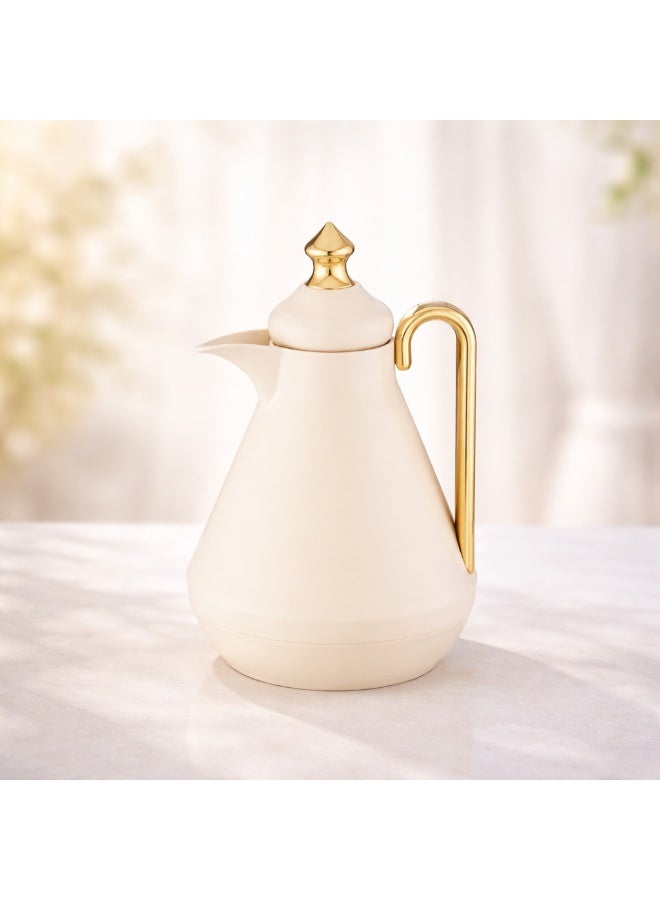 هوست 🍃🤍 ترمس شاي HOST باللون العاجي ولمسات ذهبية | سعة 1 لتر 🤍🍃 - Image 1